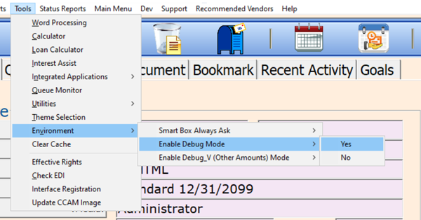Environment enable debug mode